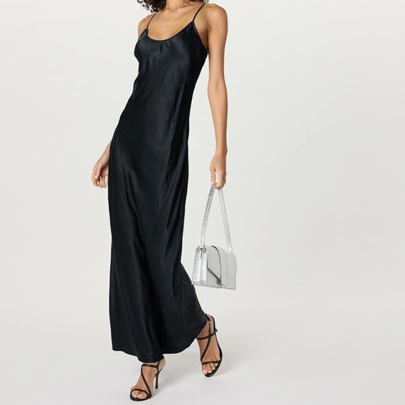 The Drop | Black silky maxi slip dress, size S - Picture 1 of 6